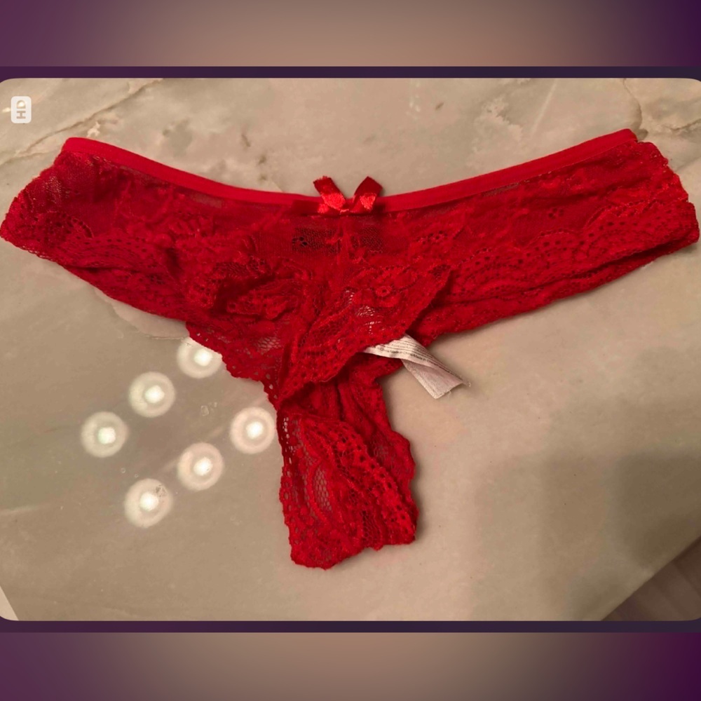 Lace Red Thong Panties SMALL